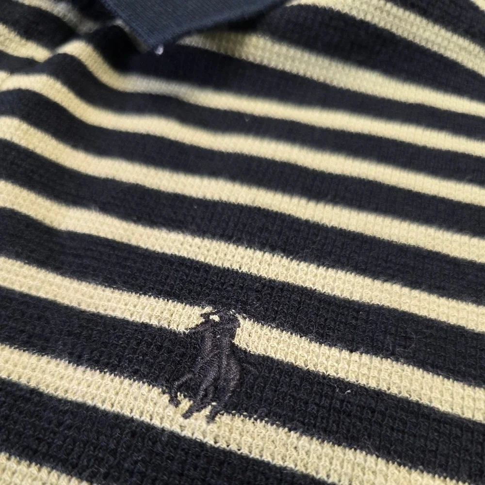 Polo Ralph Lauren Striped Polo Shirt Men Large Black Yellow Short Sleeve